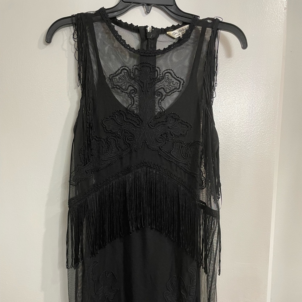 Beaded, Appliqué Midi Dress